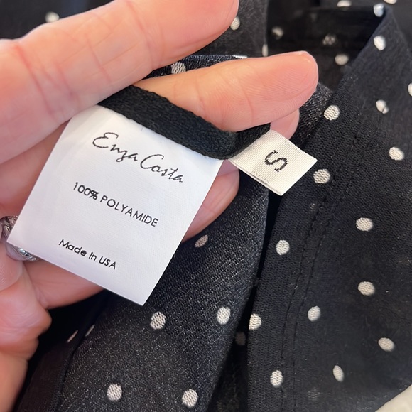 Enza Costa Sheer Crewneck Long Sleeve Polkadot Top - Picture 6 of 7